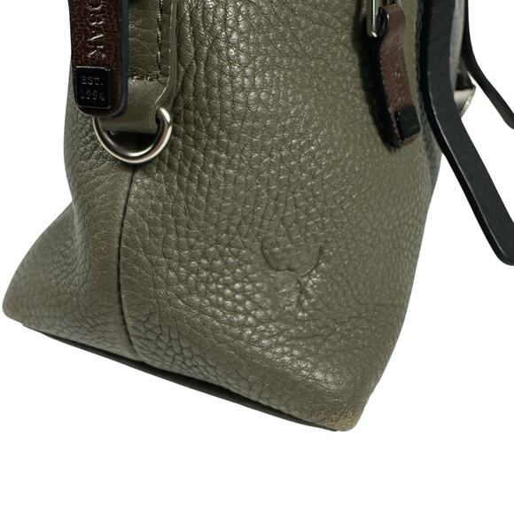 RUDSAK Genuine Leather Pebbled Moss Green Black Top Handle Satchel Shoulder Bag - Picture 7 of 16